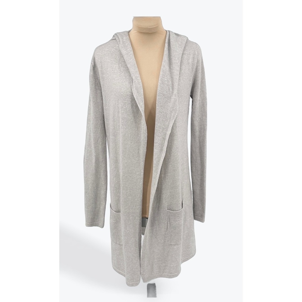 Pure Amici XS Cardigan Sweater‎ Hoodie Open Front Cashmere Linen Gray